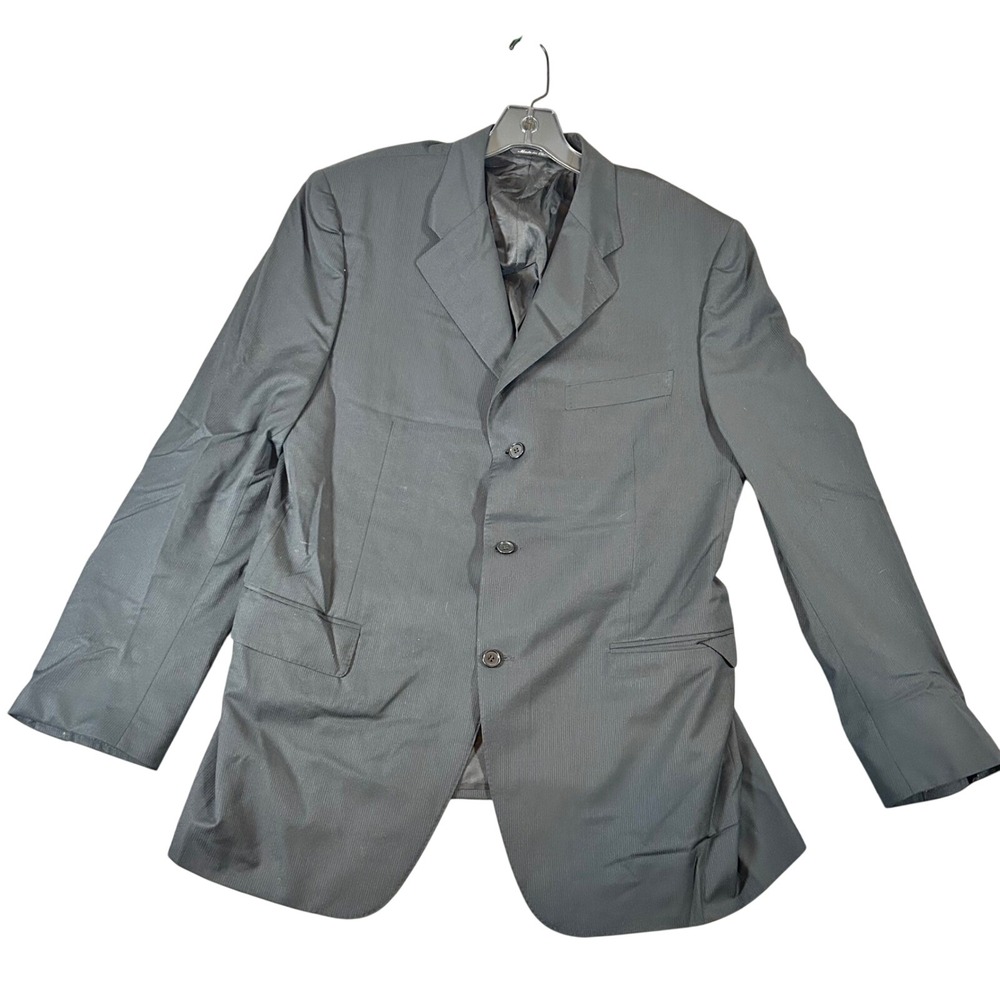 Canali Mens Black Pinstripe Virgin Wool Blazer Jacket 3 Button Italy "54R"/ 46R‎